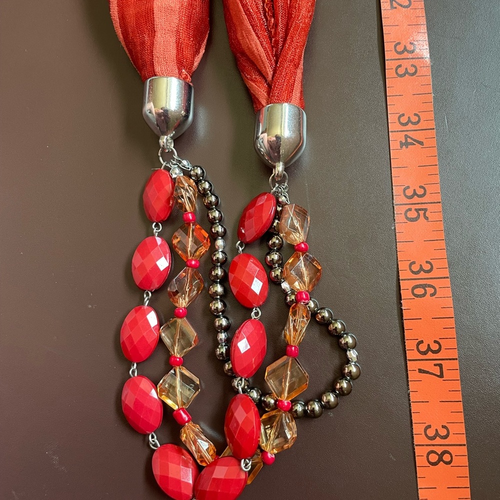 Infinity scarf with beads - Orange